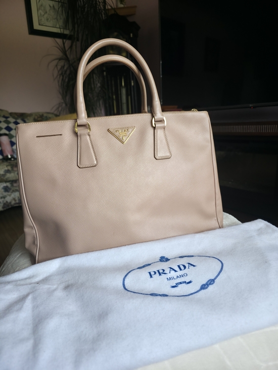 Prada Handbags - Prada Leather Tote in Pale Pink with Gold Hardware